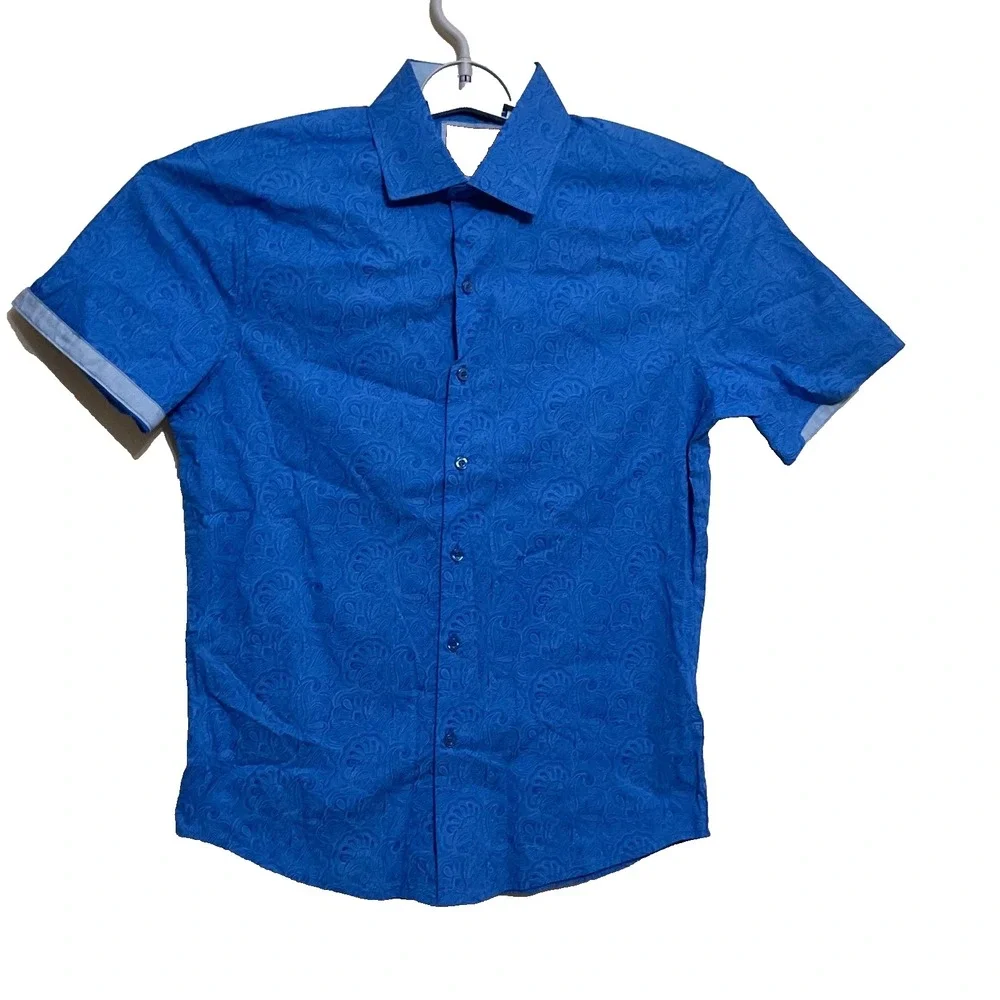Consequence Paisley slim fit‎ Button Down blue men's Shirt S